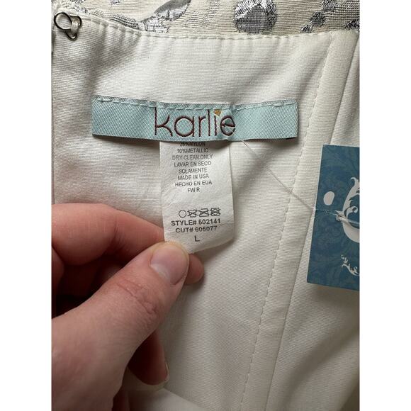 Karlie Cocktail Dress Strapless Size Large Mini Silver Pearl Design - Picture 7 of 10